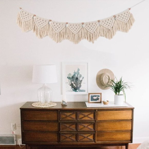 Free People Macrame BOHO Fringe Garland Baner Hang - Picture 4 of 10